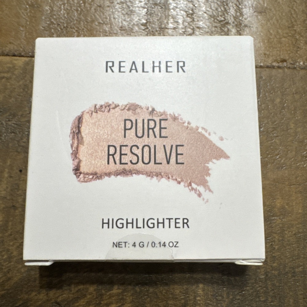 REALHER Pure Resolve Highlighter 4g 0.14oz Pressed Powder Shimmer NIB RH-FACE-08